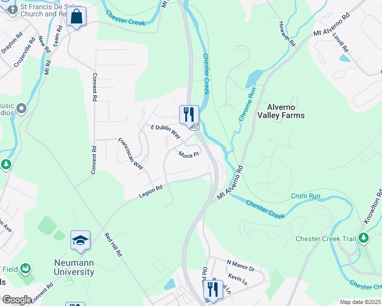 map of restaurants, bars, coffee shops, grocery stores, and more near 225 Moria Place in Aston