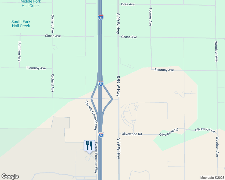 map of restaurants, bars, coffee shops, grocery stores, and more near 2915 South 99 West Highway in Corning