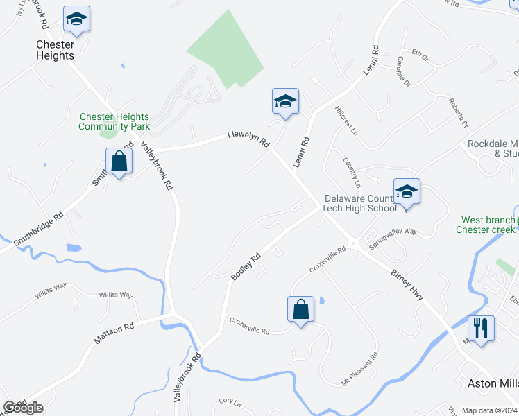 map of restaurants, bars, coffee shops, grocery stores, and more near 74 Bishop Drive in Aston