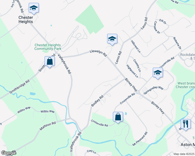 map of restaurants, bars, coffee shops, grocery stores, and more near 64 Bishop Drive in Aston
