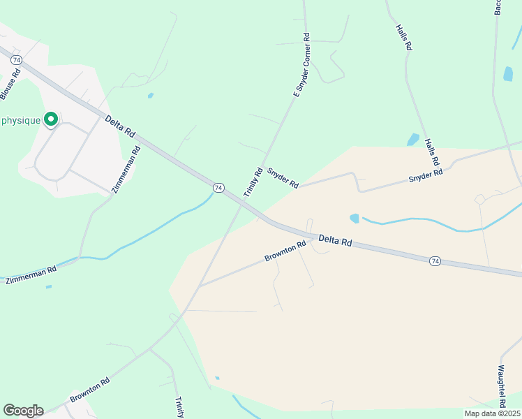 map of restaurants, bars, coffee shops, grocery stores, and more near 1443 Delta Road in Red Lion