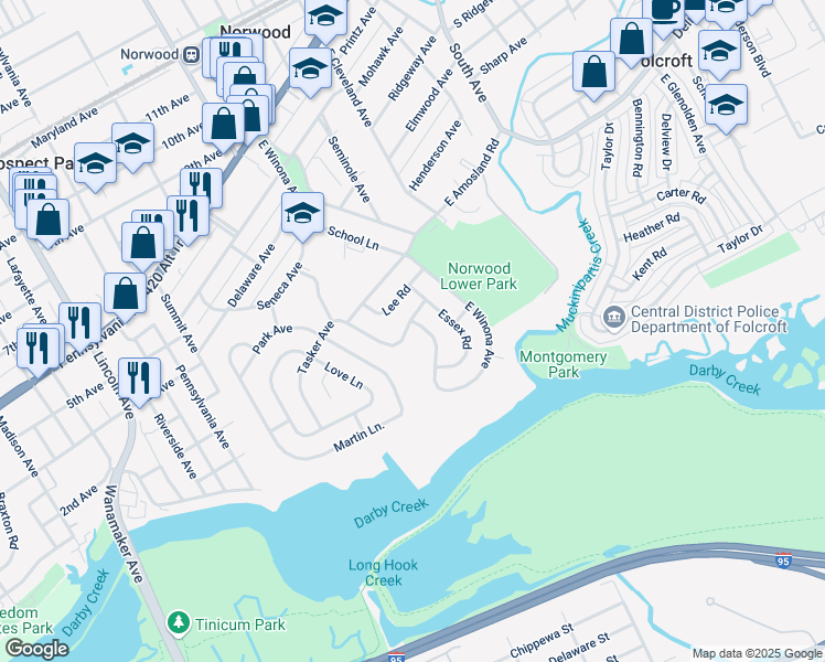 map of restaurants, bars, coffee shops, grocery stores, and more near 508 Lee Road in Norwood