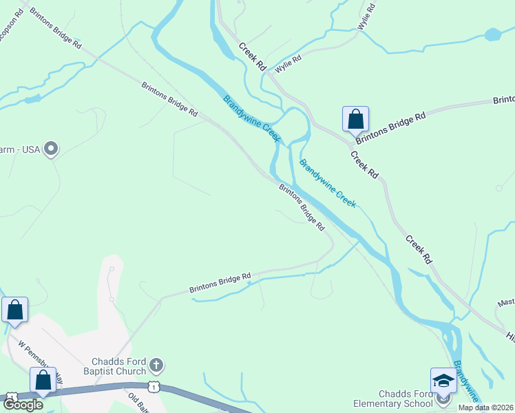 map of restaurants, bars, coffee shops, grocery stores, and more near 3 Chaddwyck Lane in Chadds Ford