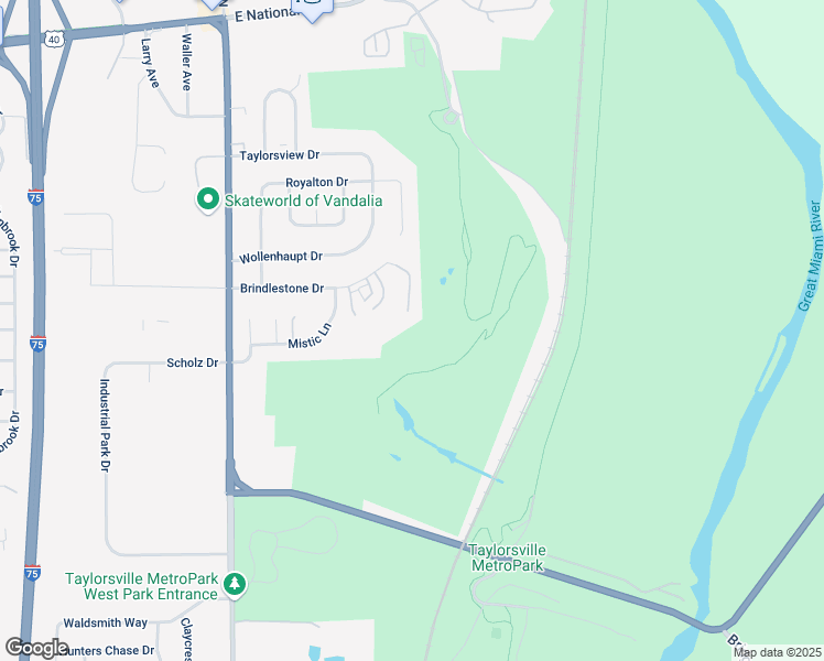 map of restaurants, bars, coffee shops, grocery stores, and more near 1281 Brindlestone Drive in Vandalia