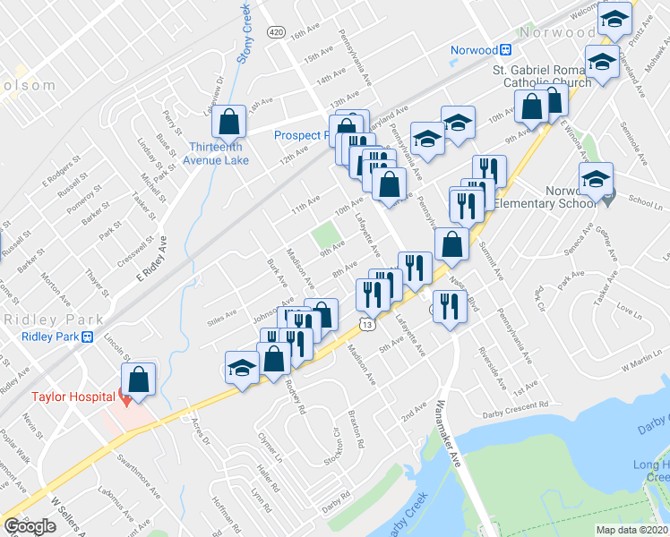 map of restaurants, bars, coffee shops, grocery stores, and more near 905 8th Avenue in Prospect Park