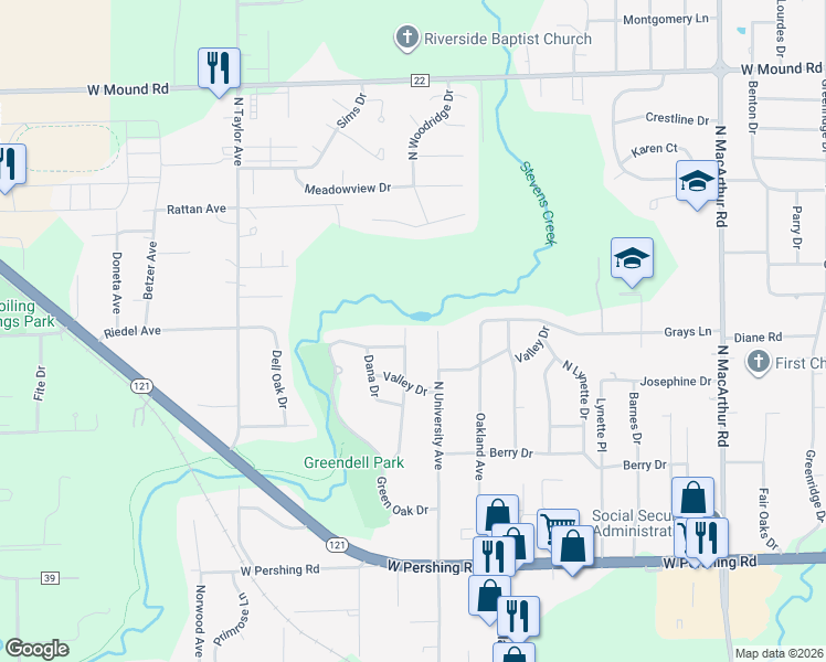 map of restaurants, bars, coffee shops, grocery stores, and more near 3437 North Susan Drive in Decatur