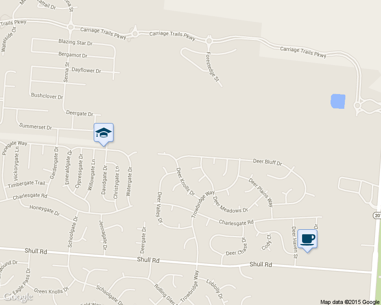 map of restaurants, bars, coffee shops, grocery stores, and more near 6529 Deer Bluff Drive in Huber Heights
