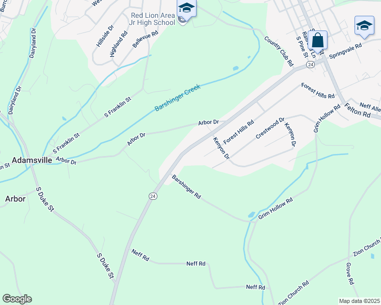 map of restaurants, bars, coffee shops, grocery stores, and more near 312 Winterstown Road in Red Lion
