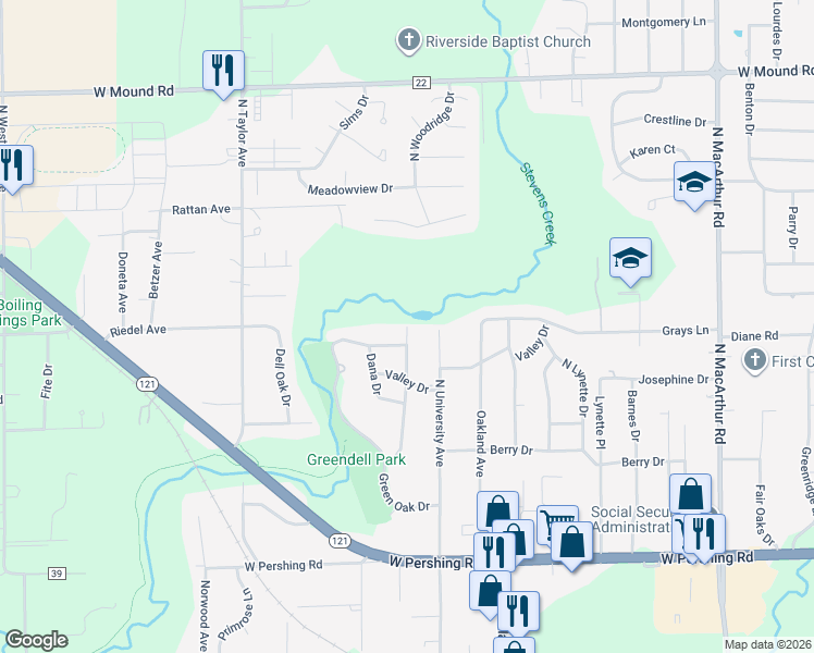 map of restaurants, bars, coffee shops, grocery stores, and more near 3437 North Susan Drive in Decatur