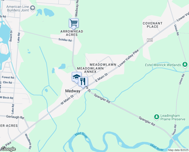 map of restaurants, bars, coffee shops, grocery stores, and more near 43 Oaklawn Ave in Clark