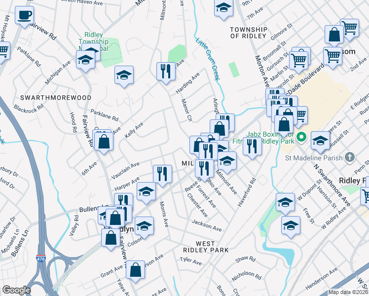 map of restaurants, bars, coffee shops, grocery stores, and more near 424 Ohio Avenue in Folsom