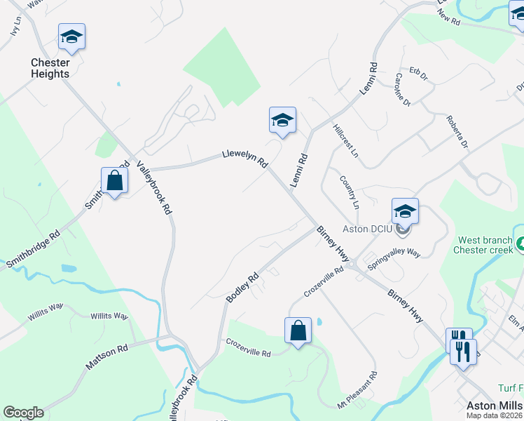 map of restaurants, bars, coffee shops, grocery stores, and more near 24 Bishop Drive in Aston
