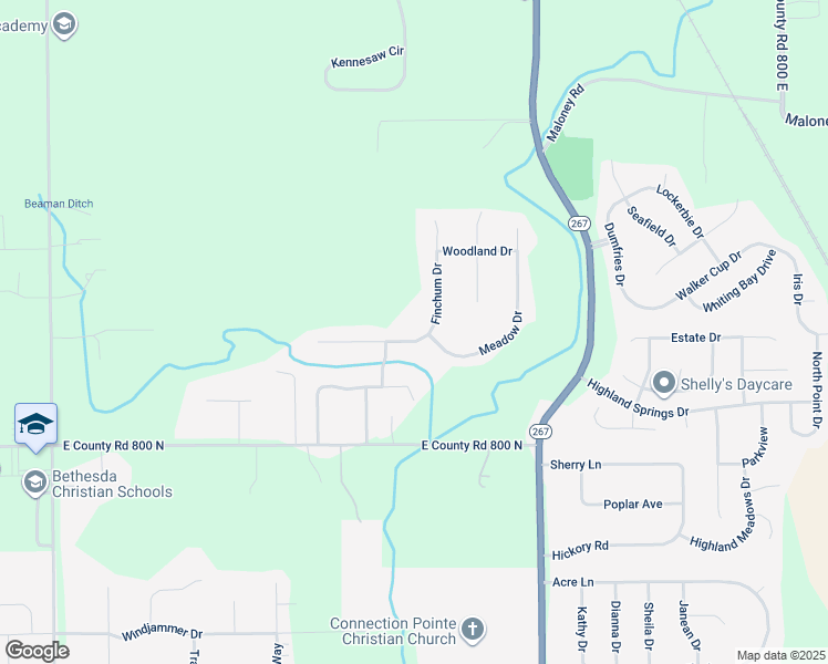 map of restaurants, bars, coffee shops, grocery stores, and more near 7426 Christopher Court in Brownsburg