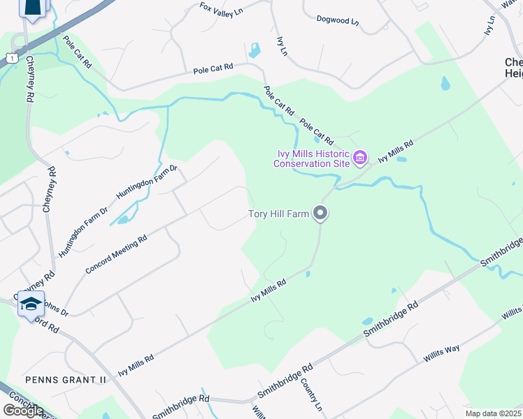 map of restaurants, bars, coffee shops, grocery stores, and more near 64 Jeremiah Collett Road in Glen Mills