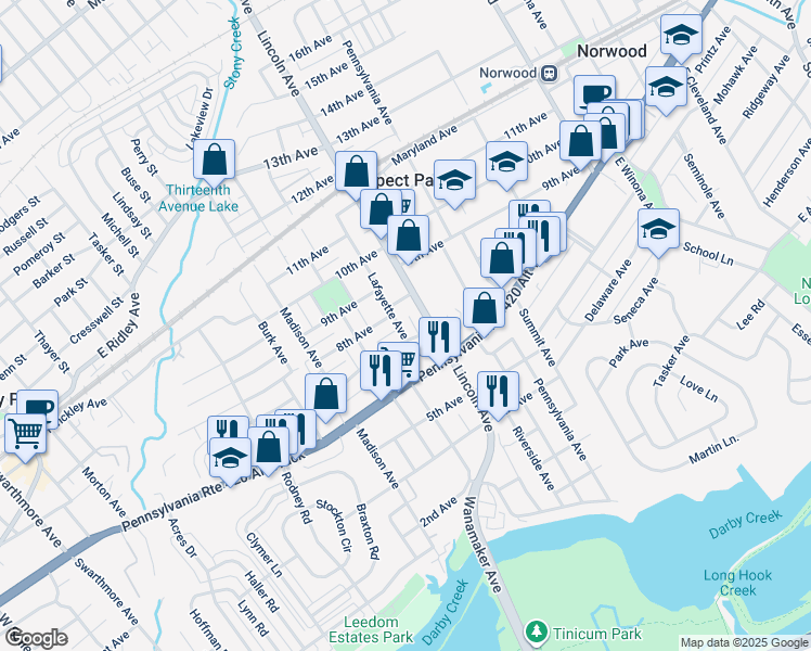 map of restaurants, bars, coffee shops, grocery stores, and more near 711 Lafayette Avenue in Prospect Park