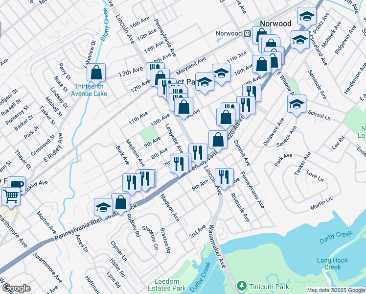 map of restaurants, bars, coffee shops, grocery stores, and more near 711 Lafayette Avenue in Prospect Park