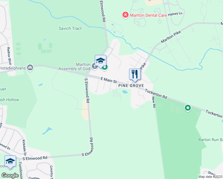map of restaurants, bars, coffee shops, grocery stores, and more near 130 Paragon Avenue in Evesham