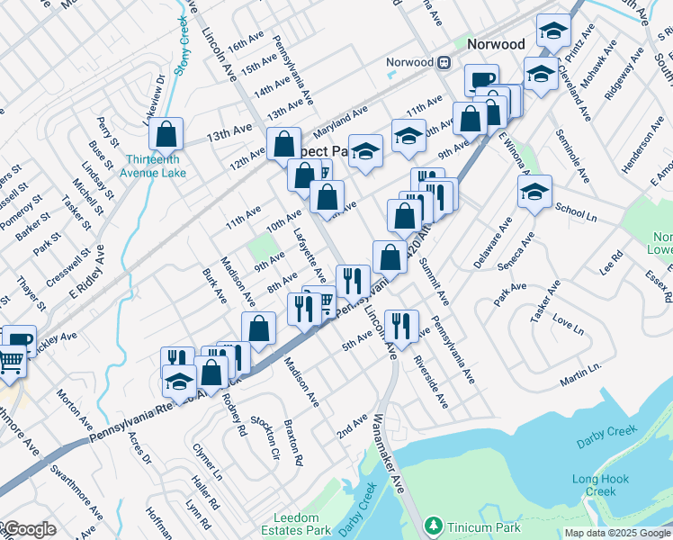 map of restaurants, bars, coffee shops, grocery stores, and more near 706 Lincoln Avenue in Prospect Park