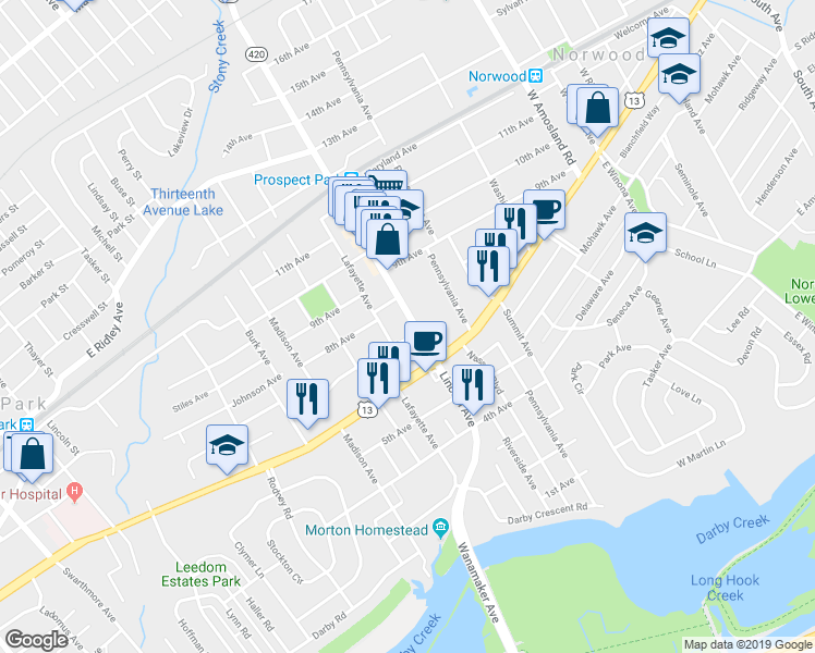 map of restaurants, bars, coffee shops, grocery stores, and more near 706 Lincoln Avenue in Prospect Park