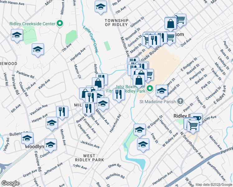 map of restaurants, bars, coffee shops, grocery stores, and more near 216 Arlington Avenue in Folsom