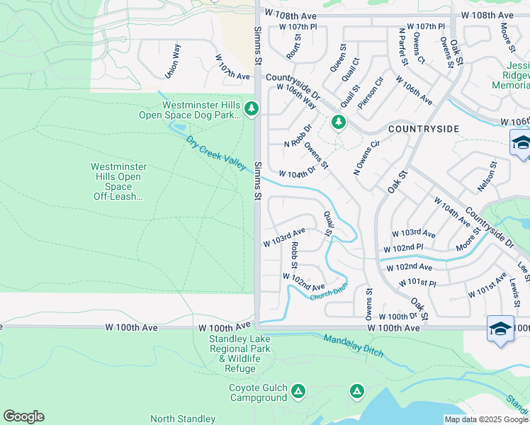 map of restaurants, bars, coffee shops, grocery stores, and more near 10321 Routt Street in Westminster