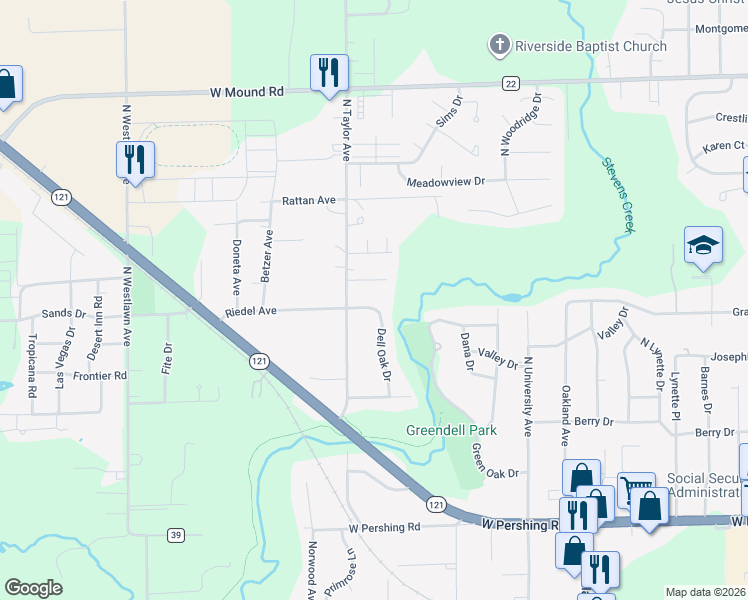 map of restaurants, bars, coffee shops, grocery stores, and more near 1400 Riedel Avenue in Decatur