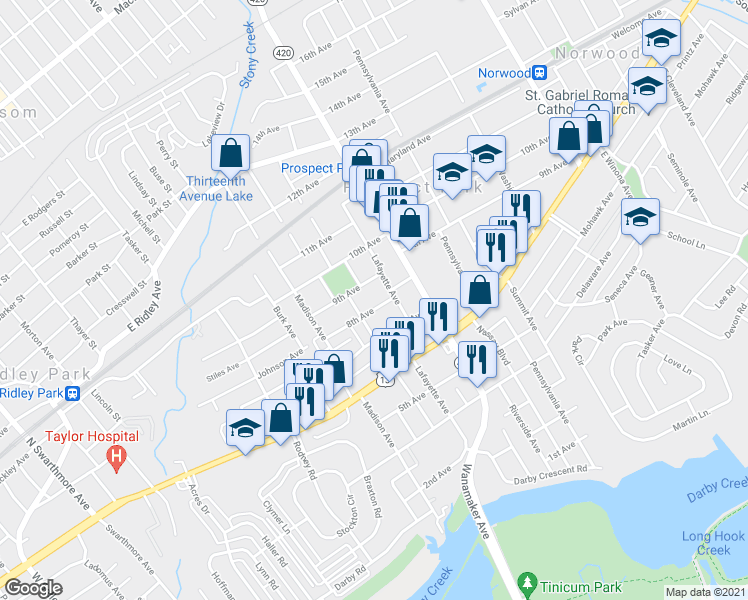 map of restaurants, bars, coffee shops, grocery stores, and more near 843 8th Avenue in Prospect Park