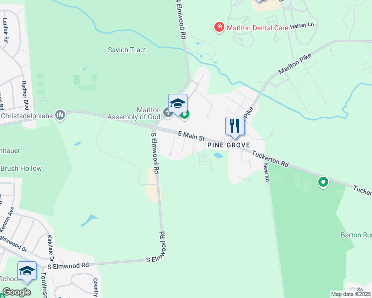 map of restaurants, bars, coffee shops, grocery stores, and more near 130 Paragon Avenue in Evesham