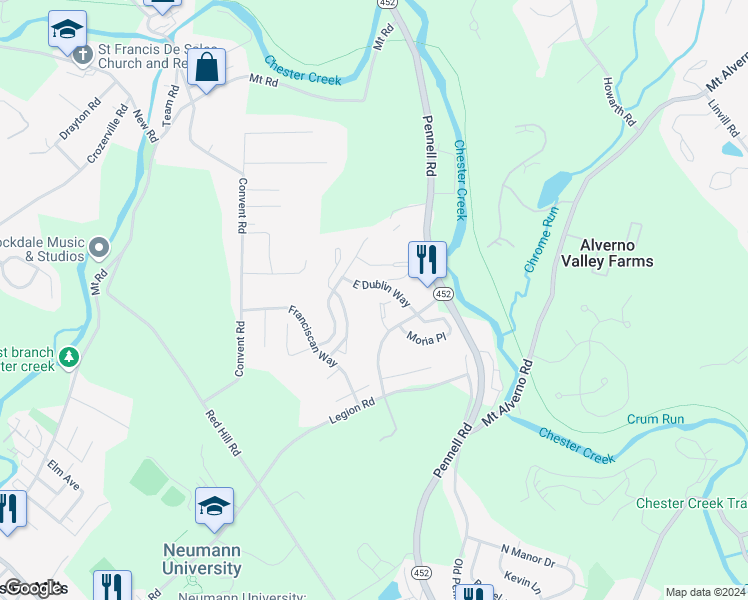 map of restaurants, bars, coffee shops, grocery stores, and more near 265 Miley Road in Aston