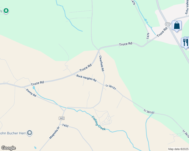 map of restaurants, bars, coffee shops, grocery stores, and more near 39 Buck Heights Road in Holtwood