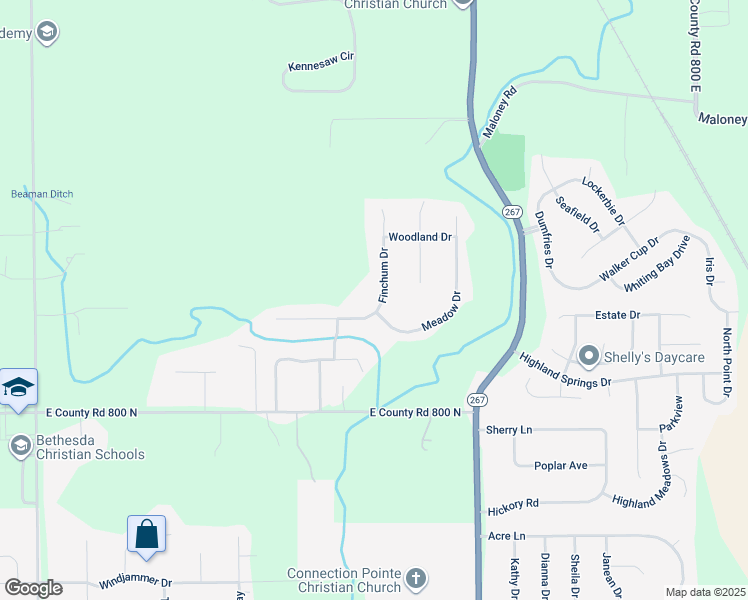 map of restaurants, bars, coffee shops, grocery stores, and more near 7426 Christopher Court in Brownsburg