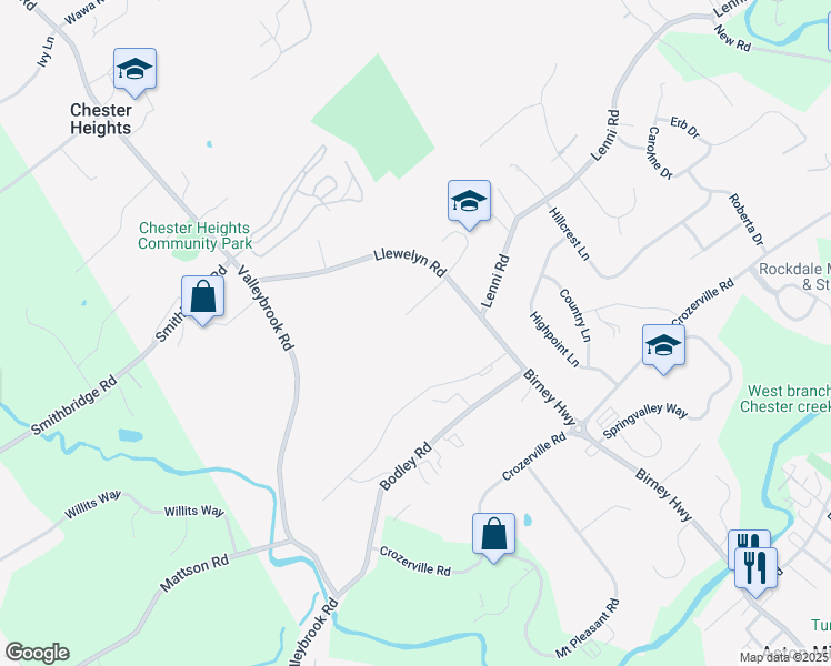 map of restaurants, bars, coffee shops, grocery stores, and more near 48 Bishop Drive in Aston