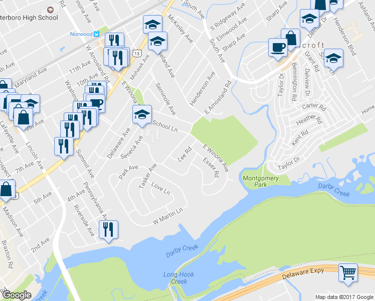 map of restaurants, bars, coffee shops, grocery stores, and more near 508 Lee Rd in Norwood