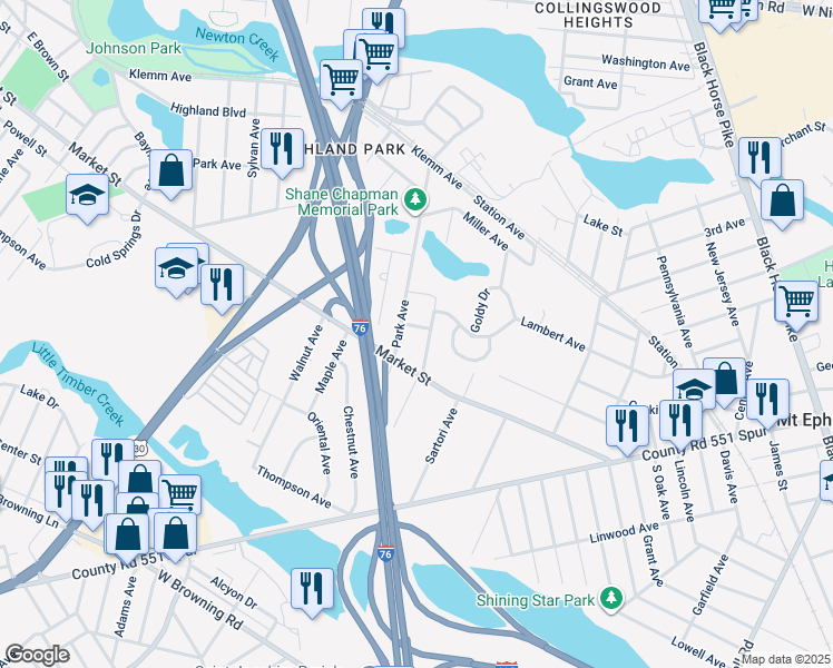 map of restaurants, bars, coffee shops, grocery stores, and more near 1506 Gaskill Avenue in Gloucester City