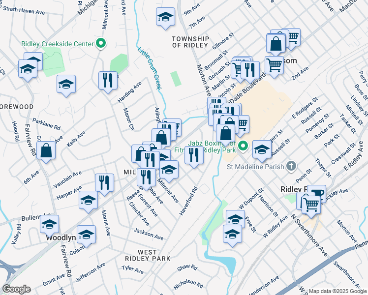 map of restaurants, bars, coffee shops, grocery stores, and more near 226 Arlington Avenue in Folsom