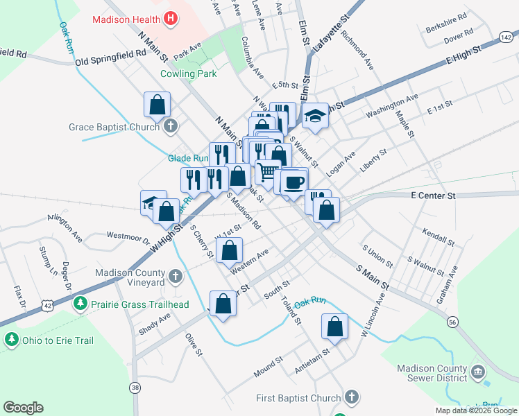 map of restaurants, bars, coffee shops, grocery stores, and more near 90 West 1st Street in London