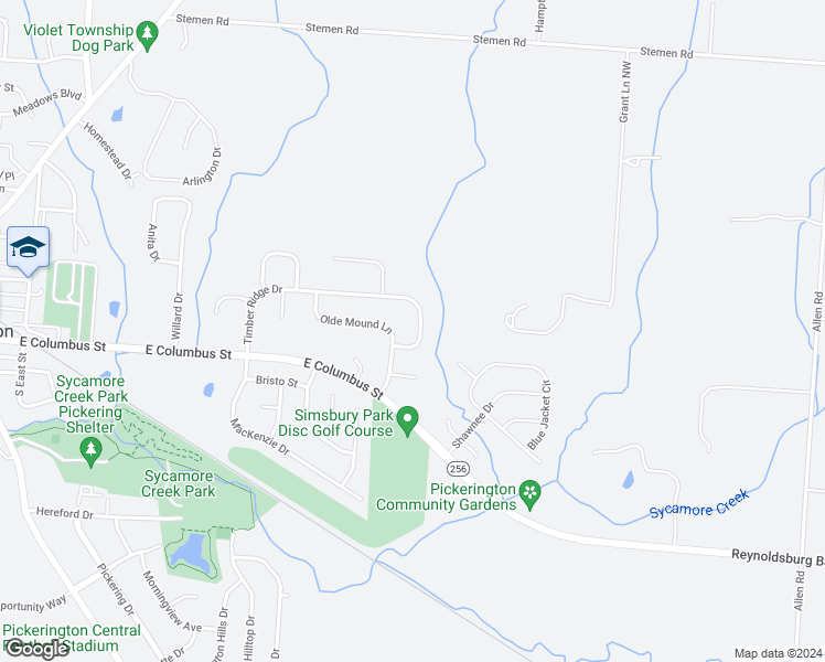 map of restaurants, bars, coffee shops, grocery stores, and more near 320 Timber Ridge Drive in Pickerington