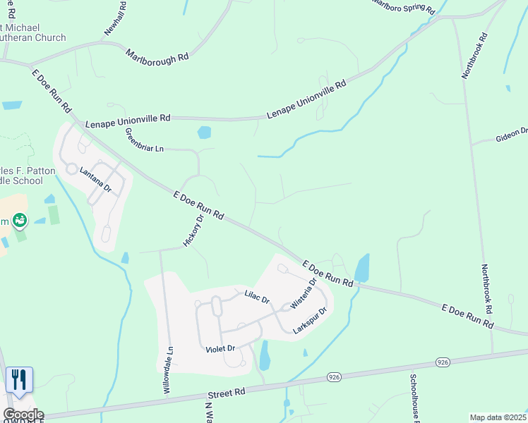 map of restaurants, bars, coffee shops, grocery stores, and more near 702 Pheasant Run in Kennett Square