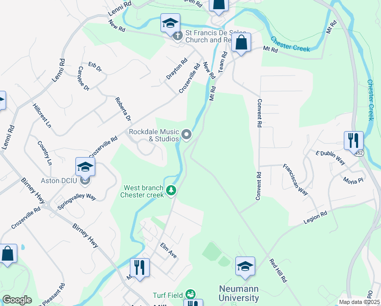 map of restaurants, bars, coffee shops, grocery stores, and more near 4 Red Hill Road in Aston