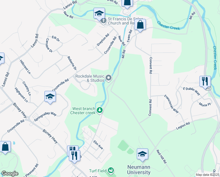 map of restaurants, bars, coffee shops, grocery stores, and more near 4 Red Hill Road in Aston