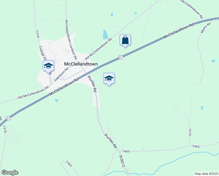 map of restaurants, bars, coffee shops, grocery stores, and more near 120 Puritan Road in McClellandtown