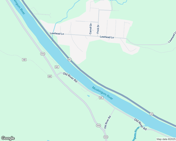 map of restaurants, bars, coffee shops, grocery stores, and more near 3110 South River Road in Zanesville