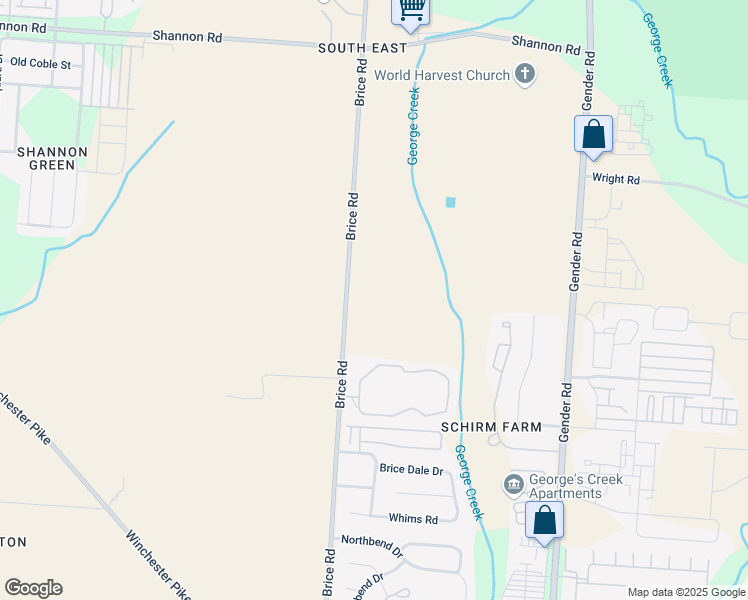 map of restaurants, bars, coffee shops, grocery stores, and more near 4000-4048 Brice Road in Canal Winchester