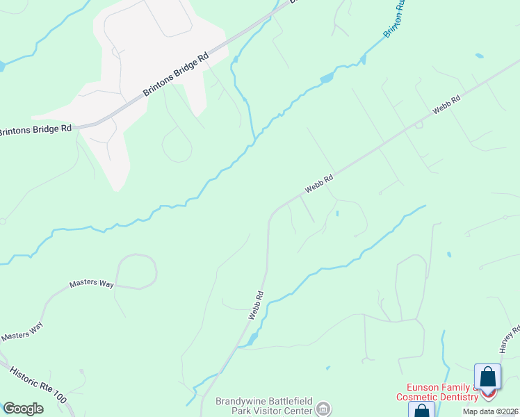 map of restaurants, bars, coffee shops, grocery stores, and more near 541 Webb Road in Chadds Ford