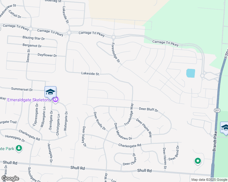 map of restaurants, bars, coffee shops, grocery stores, and more near 6589 Deer Bluff Drive in Dayton