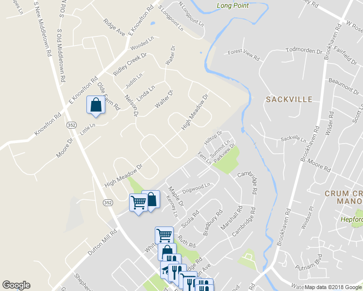 map of restaurants, bars, coffee shops, grocery stores, and more near 419 Meadowhurst Lane in Media