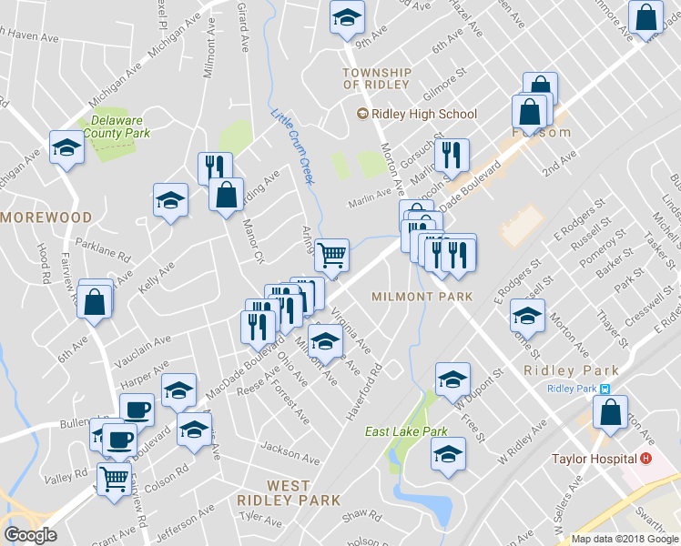 map of restaurants, bars, coffee shops, grocery stores, and more near 310 Arlington Avenue in Folsom