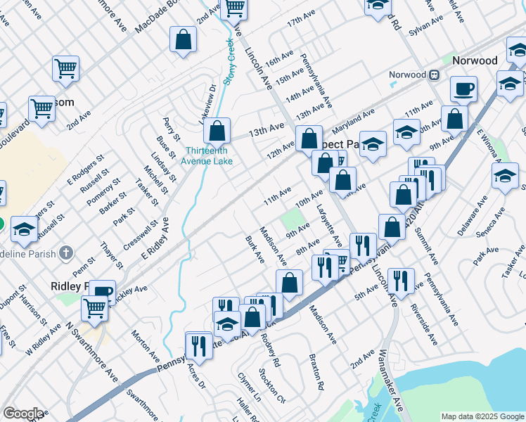 map of restaurants, bars, coffee shops, grocery stores, and more near 928 11th Avenue in Prospect Park