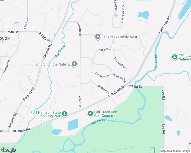 map of restaurants, bars, coffee shops, grocery stores, and more near 8927 Carriage Lane in Indianapolis