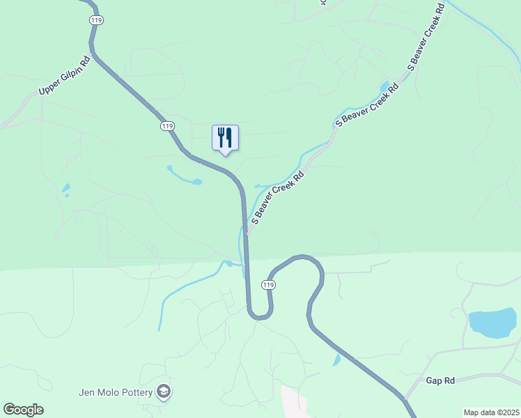 map of restaurants, bars, coffee shops, grocery stores, and more near 418 South Beaver Creek Road in Black Hawk